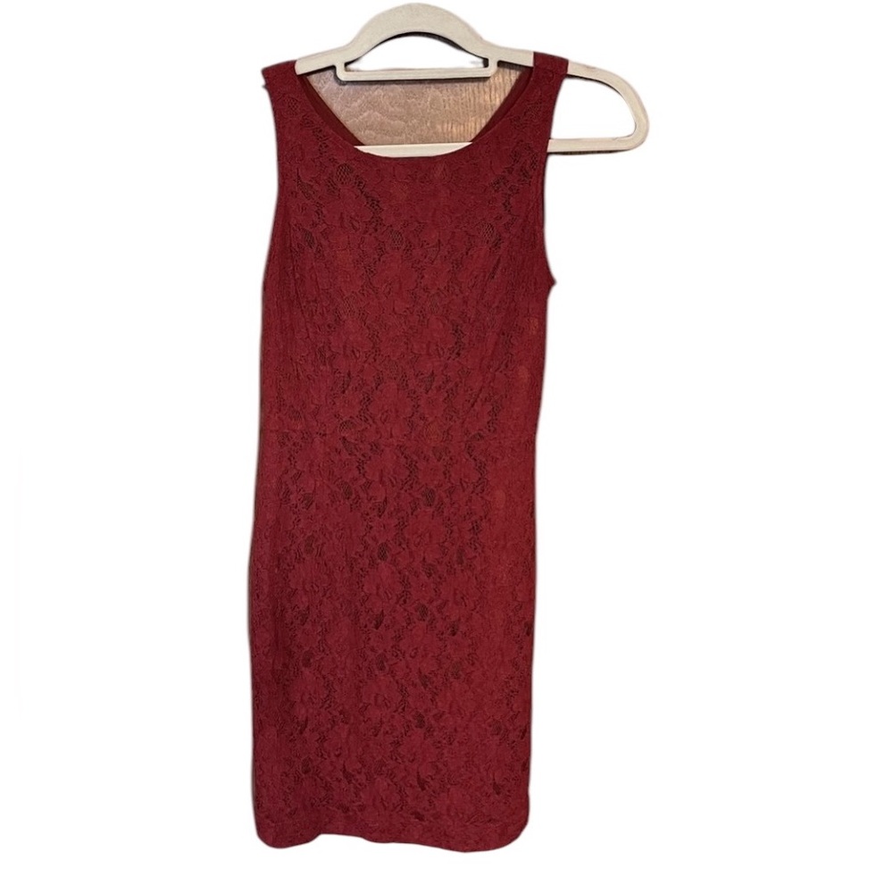 Banana Republic Red Cocktail Mini Dress With Lace Overlay Size 2